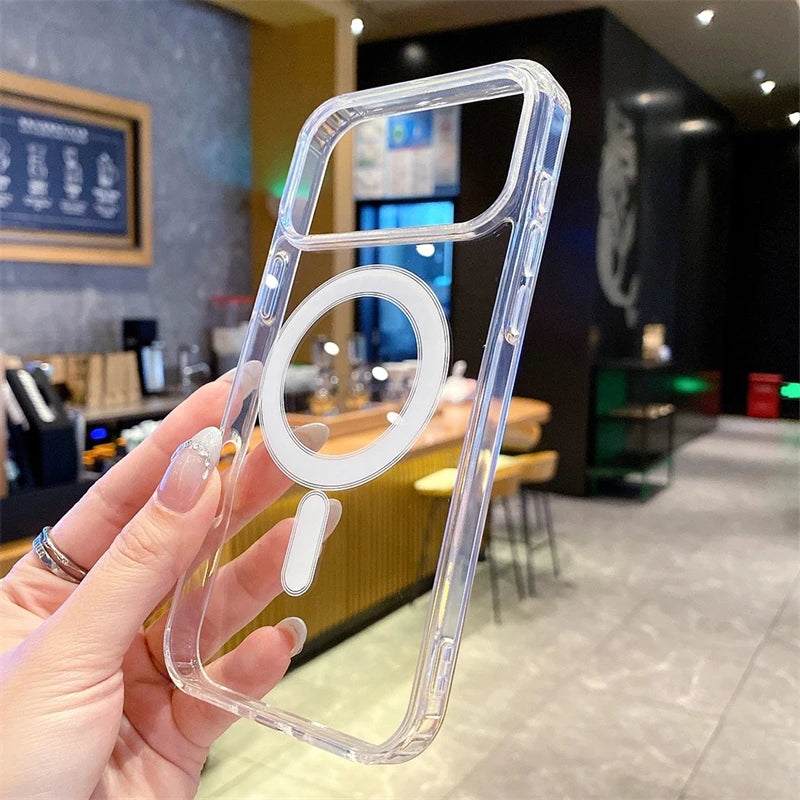 Magsafe Magnetic Phone Case For iphone 17 17Air 11 12 13 Mini 14 15 16 Pro Max XR X XS 7 8 Plus Hard Transparent Back Cover