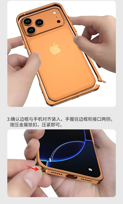 Metal Frame Bumper Phone Case For iPhone 17 16 15 14 13 Pro Max Plus 17Air Aluminum Alloy Lens Heat Dissipation Shockproof Cover