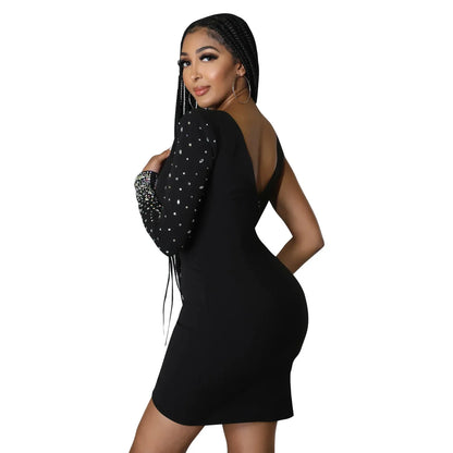 Fashionable Sexy Spaghetti Strap Rhinestone Embellished Cross-Border Summer Dress European American Style