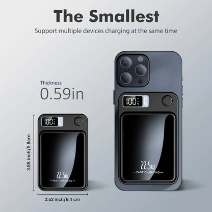 100000mAh Magnetic Power Bank Wireless Portable 22.5W Fast Charger For Iphone Huawei Samsung External Auxiliary Backup Battery