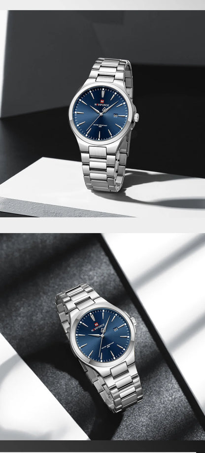 NAVIFORCE Original Design Fashion Men's Watches Stainless Steel Simple Calendar Male Waterproof Wristwatches Relogio Masculino