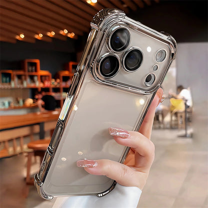 For iPhone 17 Pro Max 16 15 Plus 14 13 12 Transparent Electroplated Case Full Lens Protection Bumper Shockproof Plating Cover