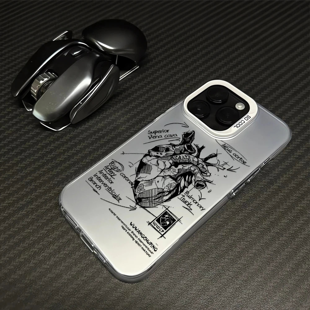 Creative Cardiovascular model Heart Medical Phone Case For iPhone 15 Pro Max 11 12 13 14 16 Pro XS XR 7 8 Plus Anti-drop Cover