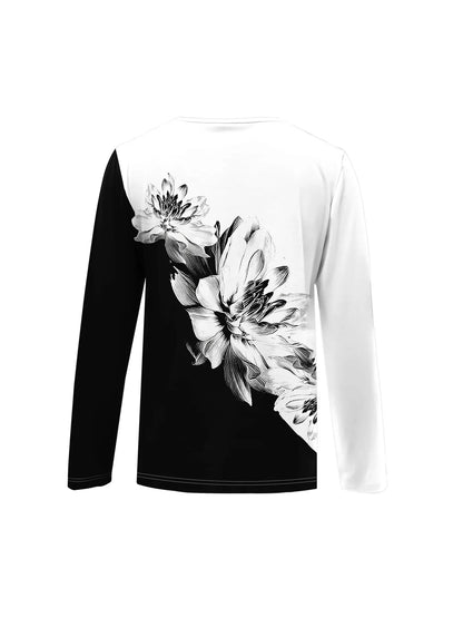 Summer new fashion 2025 women's casual long-sleeved printed T-shirt