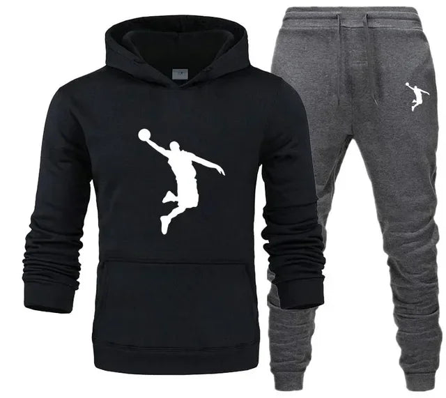 A new 2-piece set for men's casual sports hooded pullovers and sweatpants for outdoor jogging in Europe and America in 2025