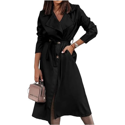 Women's Wool Blends Coats Double Breasted Thin Women's Trench Coat Casual Winbreaker With Belt Trench for Ladies