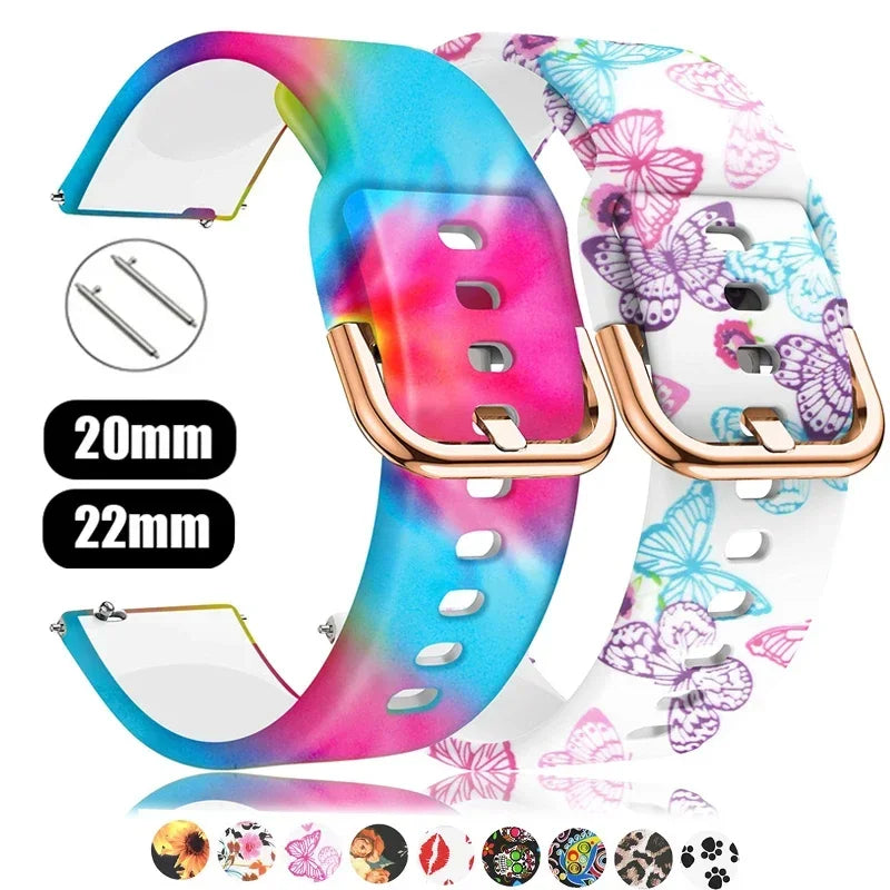 band For Amazfit GTS/4/2/2e/3 GTS2 Mini/GTR 4/3/Pro/47mm/GTR2/2e/stratos 2/3 Bracelet Amazfit Bip 6 5 Printed strap