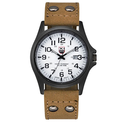 Genuine XINEW Brand Men Watches Black Students Fashion Leather Band Sports Date Quartz Wrist Watch Montre Homme Reloj Hombre