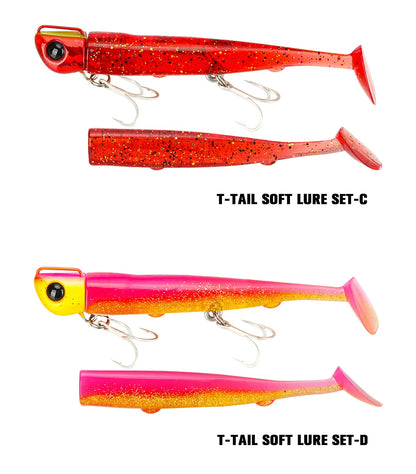 Jig Head Soft Fishing Lure 110mm 35g Long Casting Sea Bass Flounder Soft Body Swimbait Set With Saltwater Treble Hook