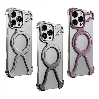 Irregular Geometric Phone Case For Iphone 17 16 15 14 13 Case Hollowed Out Electroplated Four Corners Silicone Shockproof Case