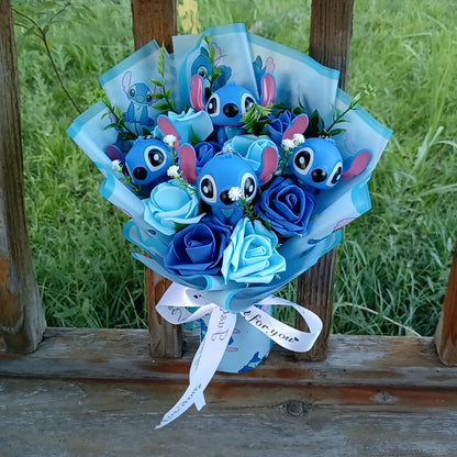 Lilo & Stitch Bouquet Major Holiday Gift PVC Rose Sunflower Anime Stuffed Doll Birthday Girl Valentine'S Christmas Day Girl Gift