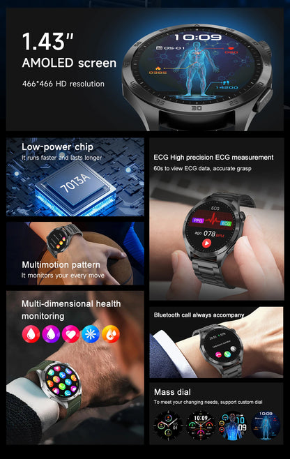 Huawei ECG+PPG Laser Treatment Health Smart Watch Three highs Clock Blood pressure Heart rate Men HD Call Bracelet
