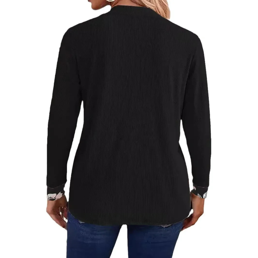 Long Sleeved New Printed Fake Two-piece Set Casual Fashion Temperament T-shirt Long Sleeved Cardigan