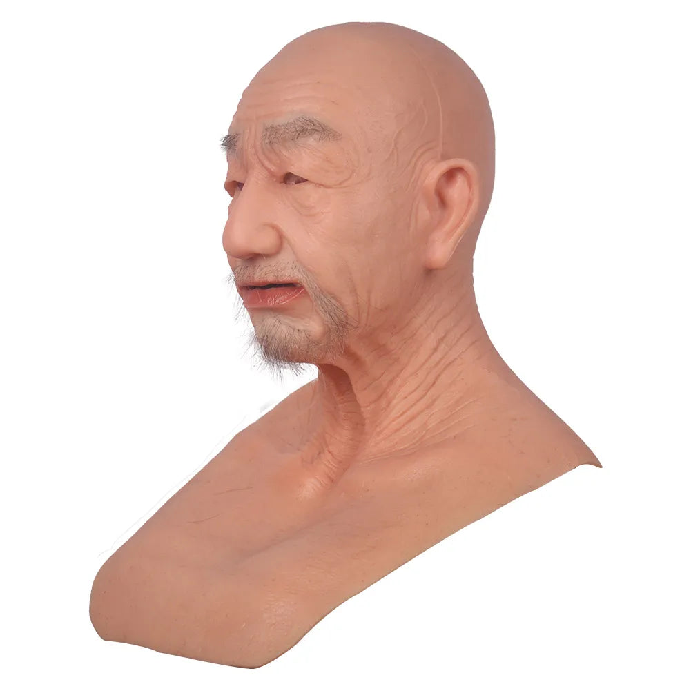 Man Mask Realistic Silicone Full Head Face Mask Party Prop Cosplay Male Hood Headwear for Halloween Cosplay
