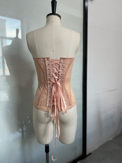 Tight Corset Lace Hollow Sleeveless Strapless Top Summer Fashion Women Street Trendy Vest