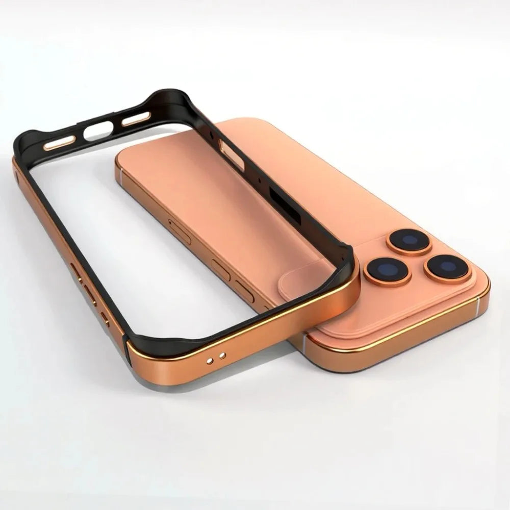 Luxury Rugged Glossy Metal Aluminum Alloy Frame Case For IPhone 17 Pro Max 17Pro Original Color Metal Slim Bare-bones Feel Cover