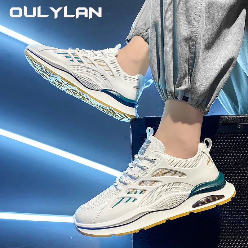 Men's Lightweight Wear-Resistant Sneakers, Anti-Slip Running Shoes, Casual White Footwear, Summer Outdoor Sports Shoes, New