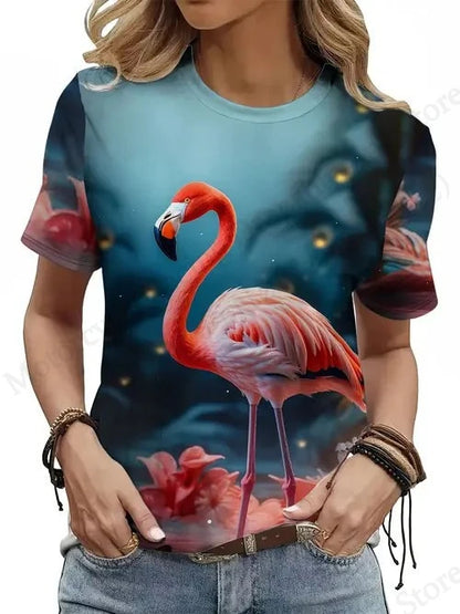 T shirt Women Fashion Casual O-Neck Oversized Short Sleeve T-shirt Funny Animal Tops Tee Women Clothes