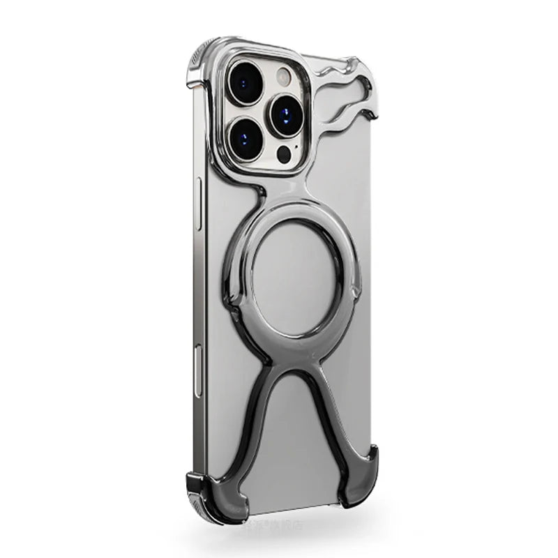 Irregular Geometric Phone Case For Iphone 17 16 15 14 13 Case Hollowed Out Electroplated Four Corners Silicone Shockproof Case