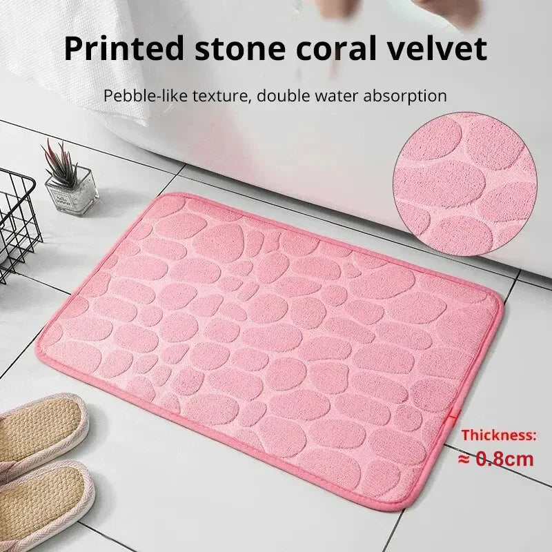 Fiber carpet, bathroom living room anti slip mat, pebble floor mat, household items