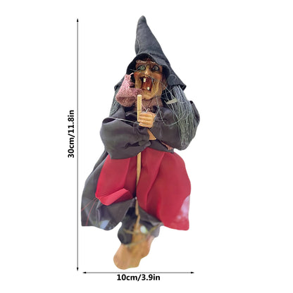 Halloween Horror Witch Hanging Doll With Glowing Eyes And Spooky Sounds Halloween Decorations For Home Garden Holiday Gift