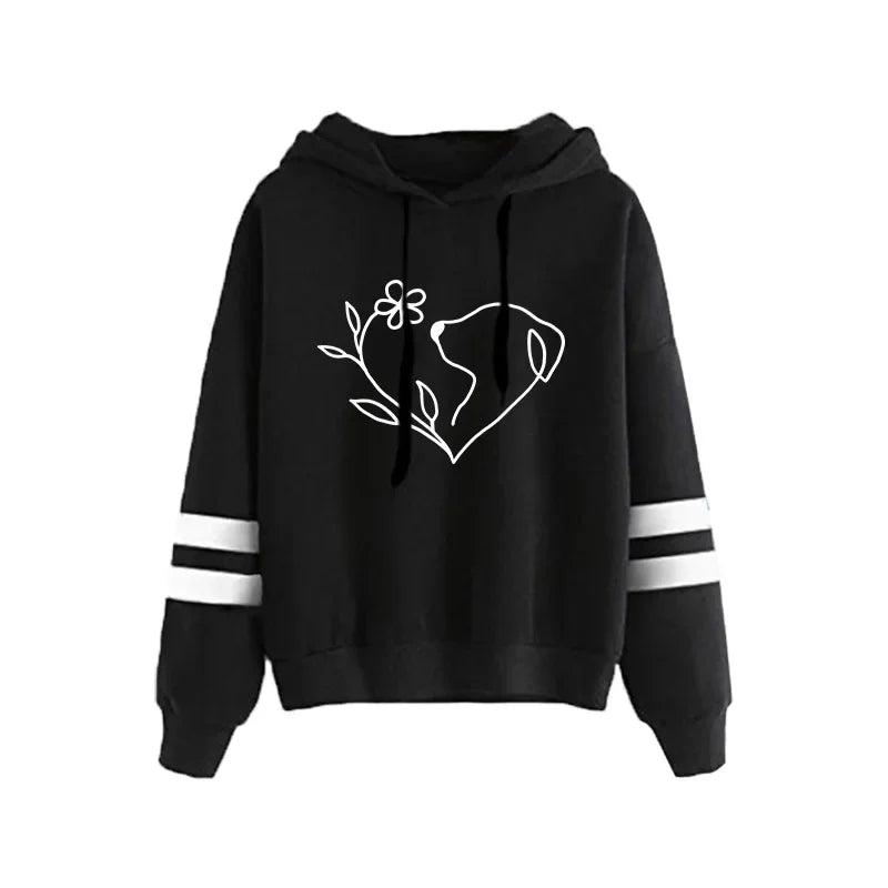 2025 Hot Sale Women's Tracksuit Hooded Sweatshirts Black Sweatpants Urban Casual Fashion Sportswear Cute Pattern Print Hoodies