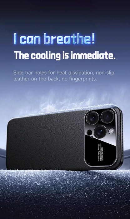 Luxury Ultra Thin Solid Color Leather Heat Dissipation Magsafe Phone Case for iPhone 17 16 15 14 Pro Max Light Grip Bumper Shell