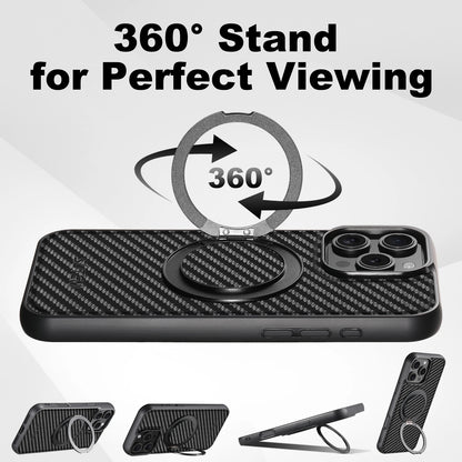 Compatible MagSafe Wireless Charging Strong Magnetic 360° Rotating Ring Stand PU Leather Phone Case For iPhone 17 16 15 14 13 12