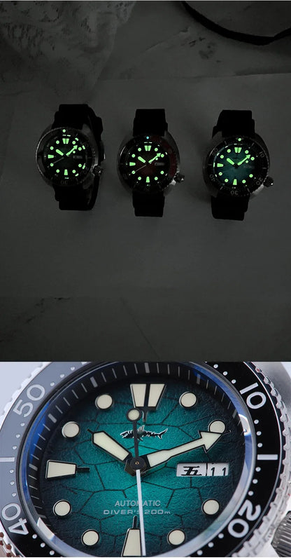 HEIMDALLR Diver Men's Watch Turtle King Sapphire Crystal 316L Steel NH36 200M Water Resistant Luminous Automatic Mechanica Watch
