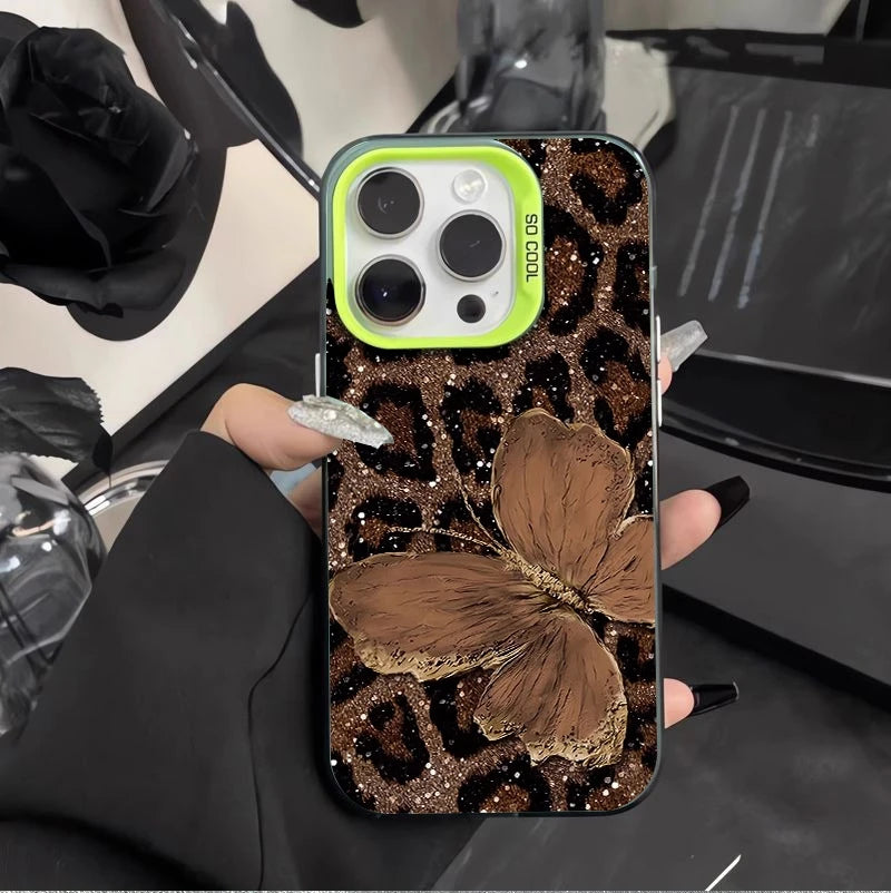 IPhone 17 Pro Max 16E 16 15 13 12 11 14 Case Brown Butterfly Leopard Printed Cover For iPhone 17 Air XS Max XR X XS 7 8 Plus