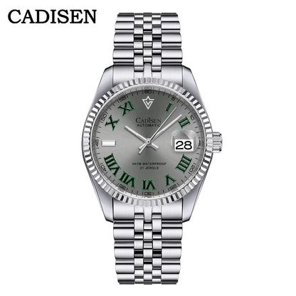 CADISEN 38MM Men's Automatic Mechanical Watch Luxury AR Sapphire Glass Waterproof Stainless Steel MIYOTA 8215 Men Wristwatch