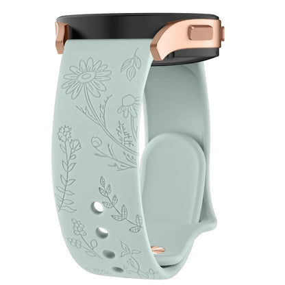 Floral Engraved Band for For Samsung Galaxy Watch 6/5/4/Active 2/5 Pro 45mm 40mm 44mm/Watch 6 4 Classic/Watch 3 41mm Strap