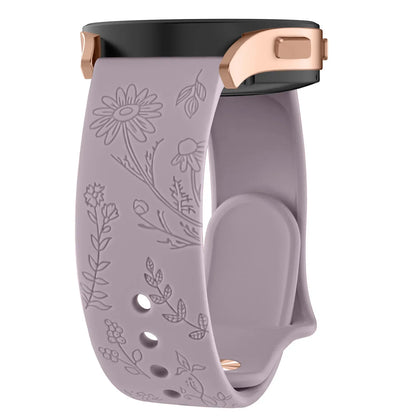 Floral Engraved Band for For Samsung Galaxy Watch 6/5/4/Active 2/5 Pro 45mm 40mm 44mm/Watch 6 4 Classic/Watch 3 41mm Strap