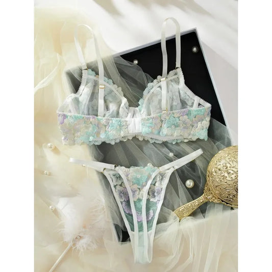 Lingerie Sexy Delicate Underwear Lace Embroidery Bilizna Set Fairy Intim Goods Onlyfans Kit Beautiful Brief Sets