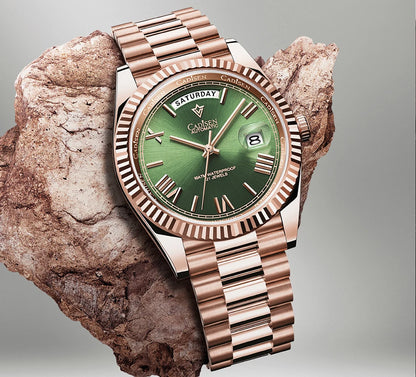 CADISEN New Week Calendar Type watch for men Sapphire mirror 10ATM Automatic Watch MIYOTA 8285 Business Mens All Steel Watches