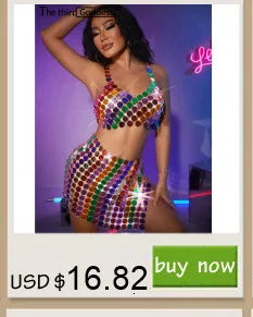 Clothes metal sequin crop top women clothing summer cropped halter tank top hotwife nightclub party tops rave outfits