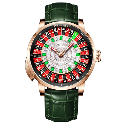 PINDU Player Series Mechanical Watches for Men European Roulette Game Dial Automatic Movement Funny Design Party  Watch