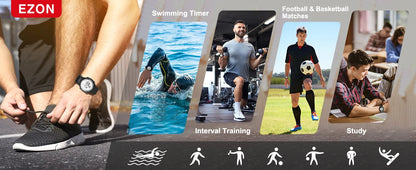 EZON Digital Sports Watch L008D, Waterproof Sports watch with Interval Timer/Chronograph/Lap Timing/Alarm for Men and Women