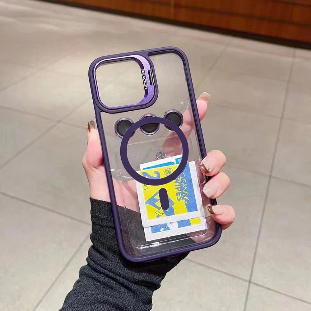 Luxury Magnetic Shockproof Phone Case For iPhone 17 Pro Max 16 15 14 13 12 11 17Air For Magsafe Stand Lens Protector Glass Cover