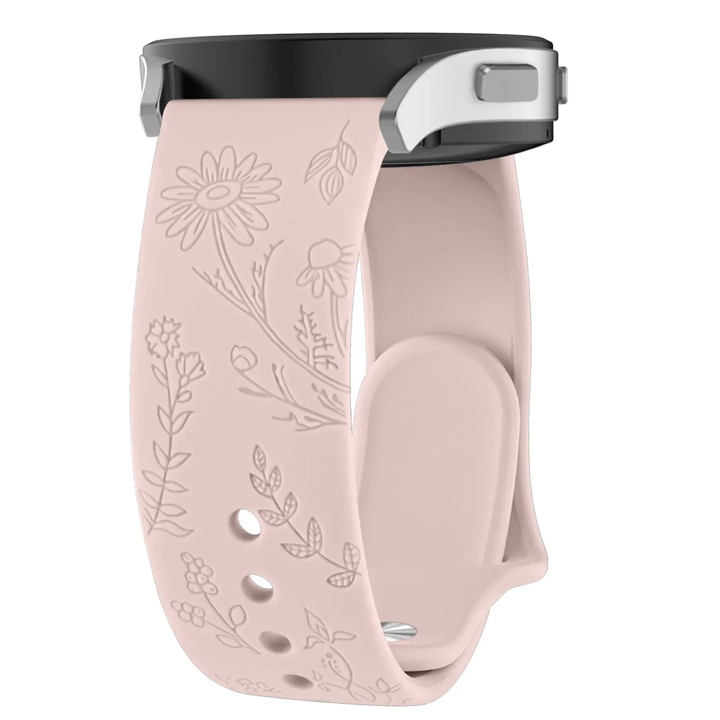 Floral Engraved Band for For Samsung Galaxy Watch 6/5/4/Active 2/5 Pro 45mm 40mm 44mm/Watch 6 4 Classic/Watch 3 41mm Strap