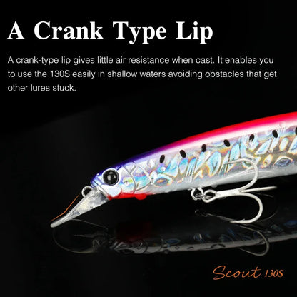 Sinking Minnow Fishing Lure SCOUT 130mm 24g Long Casting Seabass Flounder Artificial Large Sea Fishing Hard Baits