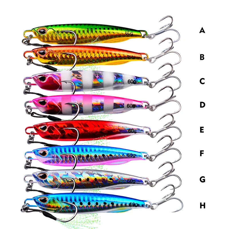 Metal Jig 10G - 60G Artificial Baits Hard Baits Vibrant Fishing Lures for Freshwater & Saltwater