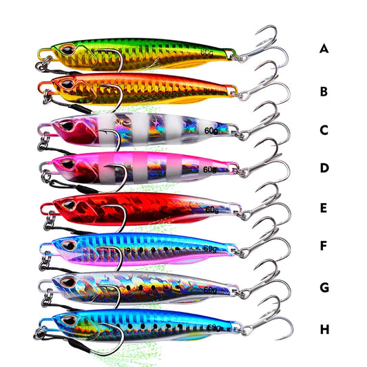 Metal Jig 10G - 60G Artificial Baits Hard Baits Vibrant Fishing Lures for Freshwater & Saltwater