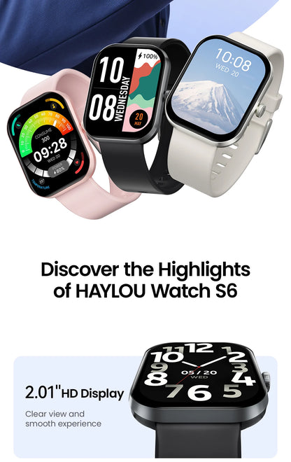 HAYLOU Watch S6 Voice Calling Smart Watch Men Health Monitoring IP68 Waterproof Smart Notifications Voice Assistant Smartwatch