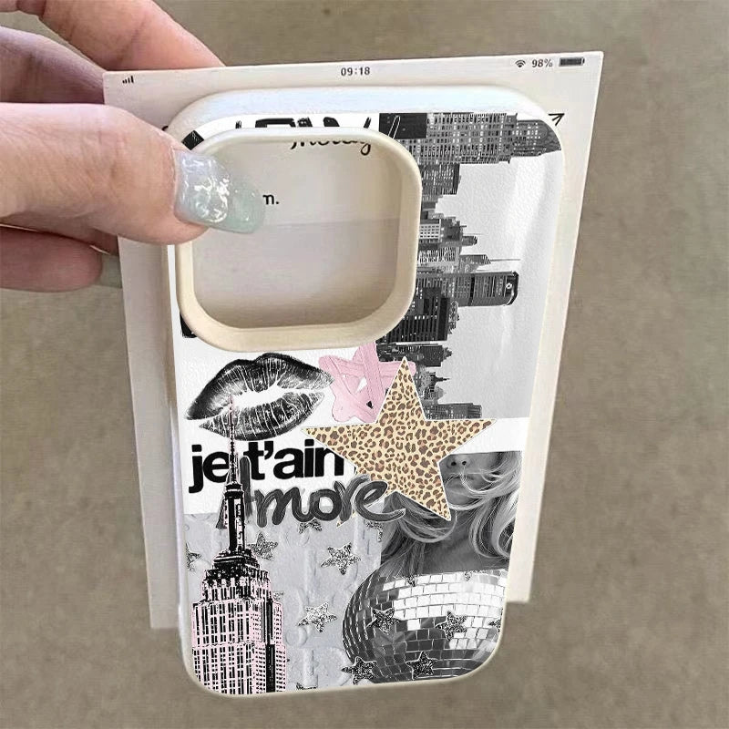 Stylish Phone Case For iPhone 17 11 13 12 15 14 16 Pro Max XS XR X 7 8 Plus 17 Air Eiffel Tower Light Ball Lychee Texture Cover