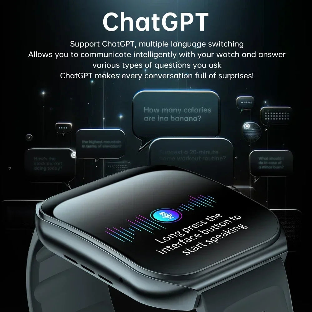 KUMI KU7 Smart watch 1.96" Amoled screen IP68 Waterproof 100+Sport Modes  Bluetooth Call Health Sleep Monitoring