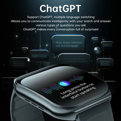 KUMI KU7 Smart watch 1.96" Amoled screen IP68 Waterproof 100+Sport Modes  Bluetooth Call Health Sleep Monitoring