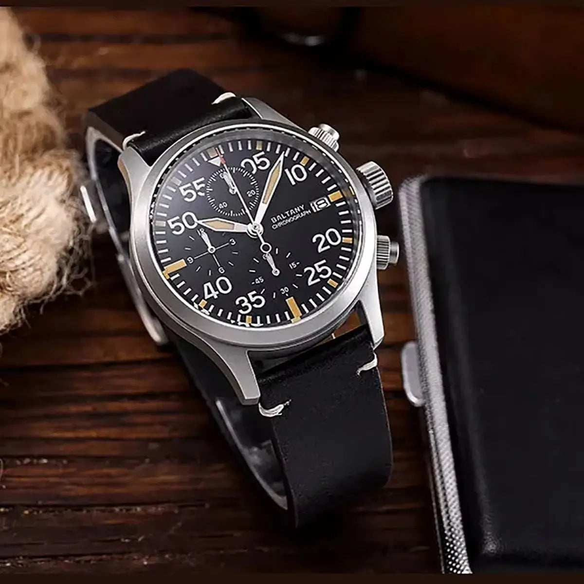 Baltany 2025 new military 39mm men's quartz chronograph VK61 sapphire stainless steel waterproof 10Bar luminous reloj hombre