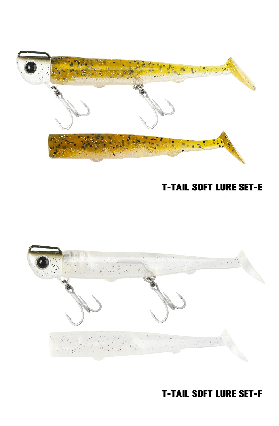 Jig Head Soft Fishing Lure 110mm 35g Long Casting Sea Bass Flounder Soft Body Swimbait Set With Saltwater Treble Hook