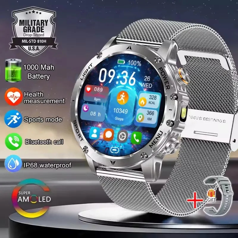 T-REX3 1000mAh Big Battery Smart Watch HD Bluetooth Call 1.7inch Large Sceen LED Flashlight Sports Waterproof Smartwatch Men